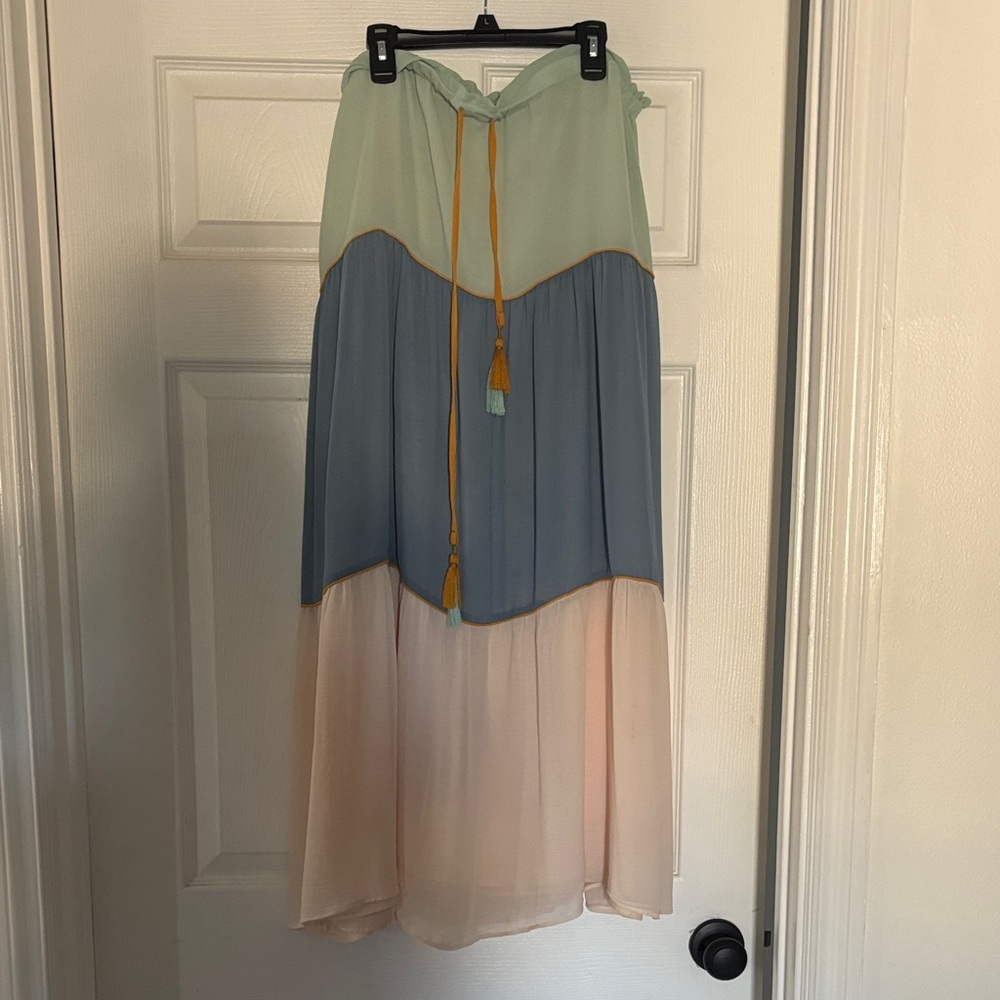 LOFT Skirt in Mint, Blue, and Cream